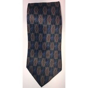 New Old Stock Master Polyester Neck Tie Navy Red Gold Geometric ‎ 58" Length